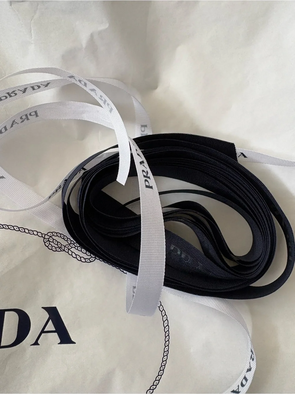 Prada Navy Blue Textured Large Gift Logo Box with Ribbon